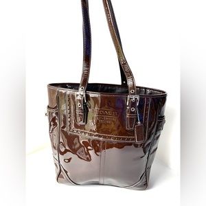 COACH Gallery F11519 Brown Patent Leather Women Tote